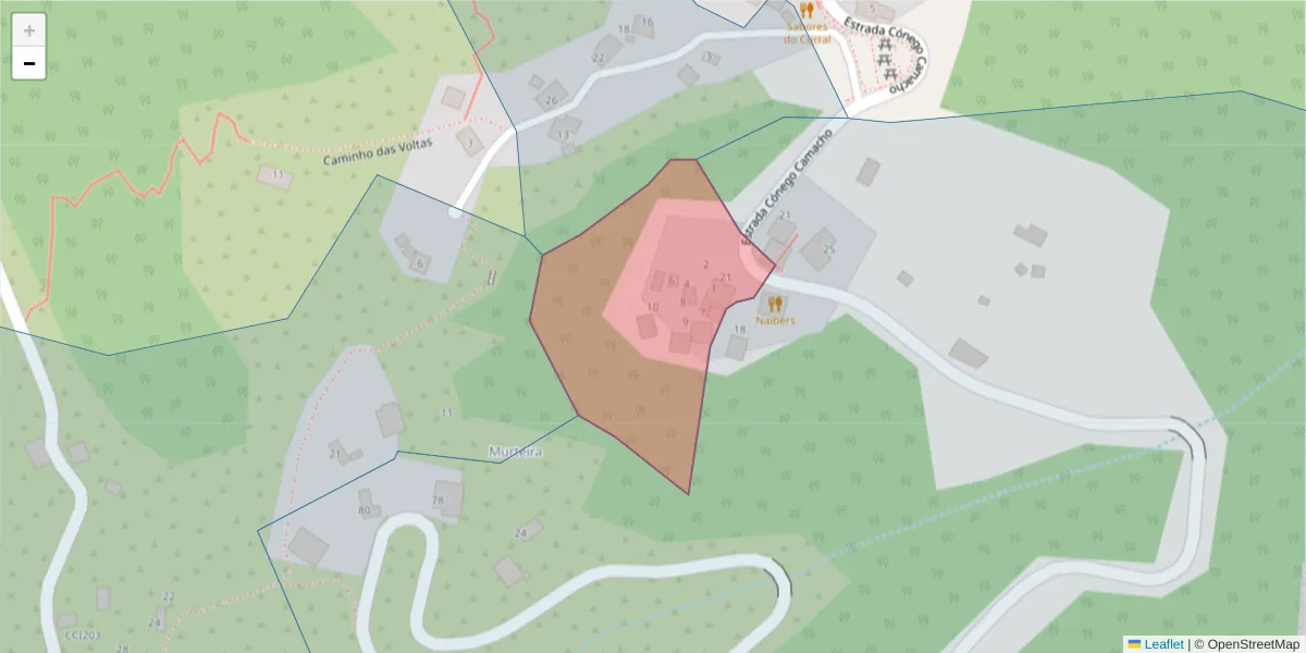 Mapa detalhado do código postal 9030-312 com limites, códigos postais vizinhos e agências dos correios