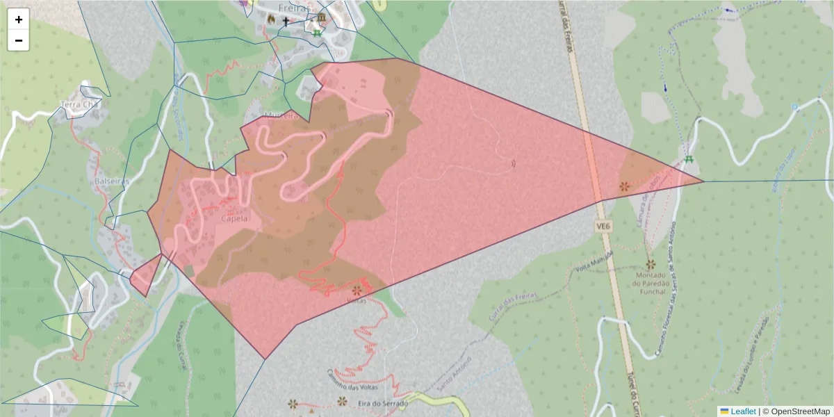 Mapa detalhado do código postal 9030-322 com limites, códigos postais vizinhos e agências dos correios