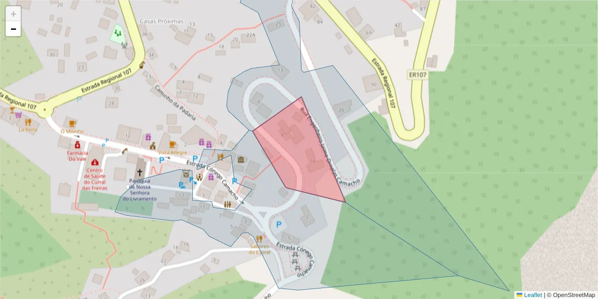 Mapa detalhado do código postal 9030-343 com limites, códigos postais vizinhos e agências dos correios