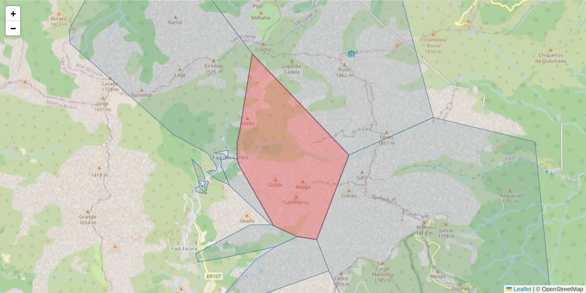Mapa detalhado do código postal 9030-345 com limites, códigos postais vizinhos e agências dos correios