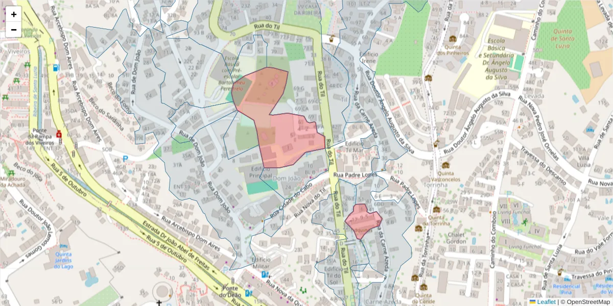 Mapa detalhado do código postal 9050-049 com limites, códigos postais vizinhos e agências dos correios