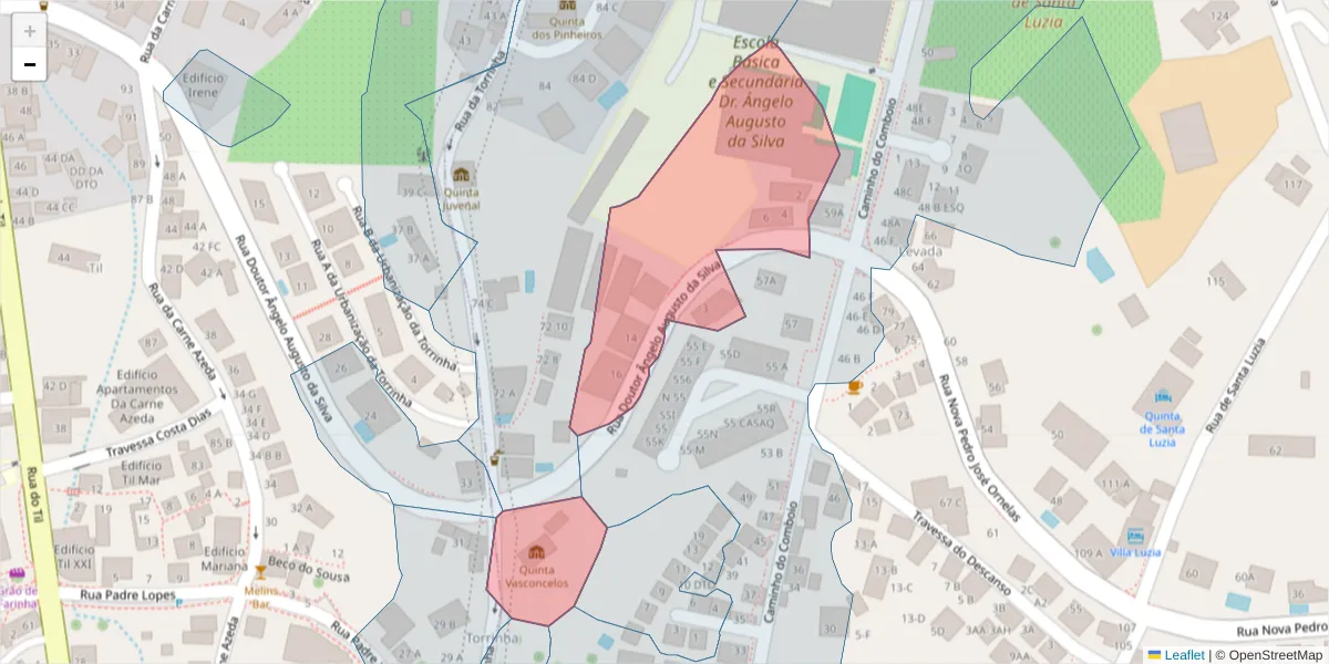 Mapa detalhado do código postal 9050-066 com limites, códigos postais vizinhos e agências dos correios
