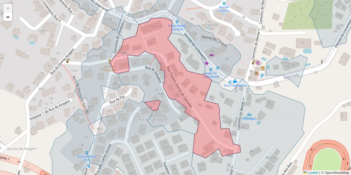 Mapa detalhado do código postal 9050-237 com limites, códigos postais vizinhos e agências dos correios