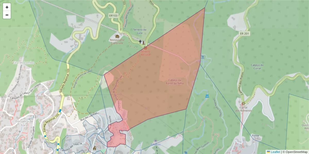 Mapa detalhado do código postal 9050-287 com limites, códigos postais vizinhos e agências dos correios