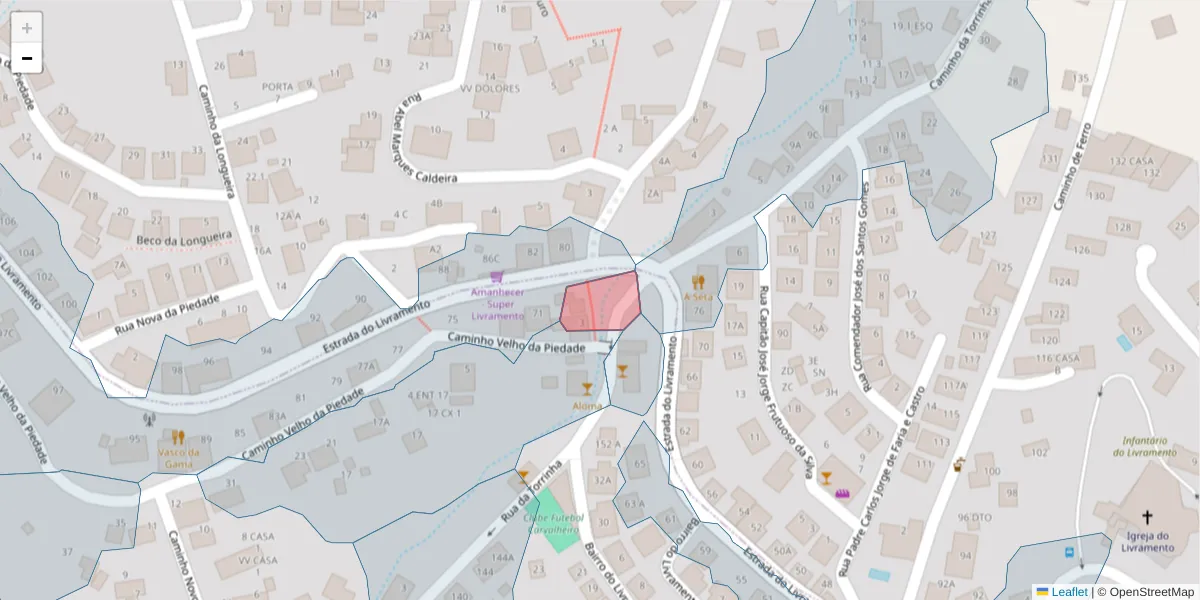 Mapa detalhado do código postal 9050-463 com limites, códigos postais vizinhos e agências dos correios