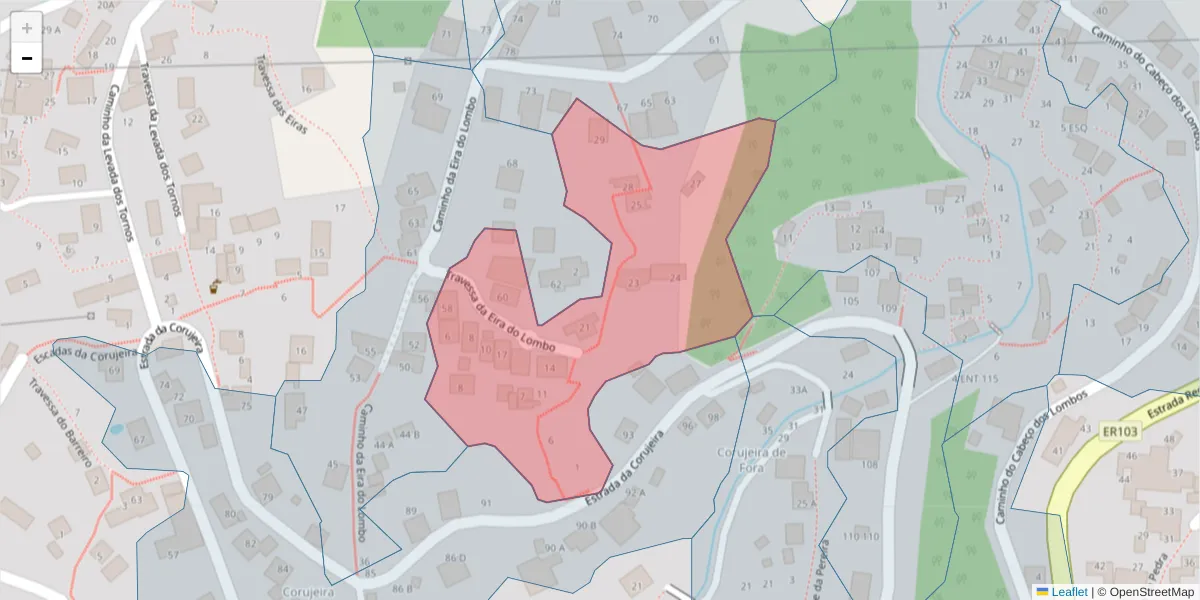 Mapa detalhado do código postal 9050-470 com limites, códigos postais vizinhos e agências dos correios