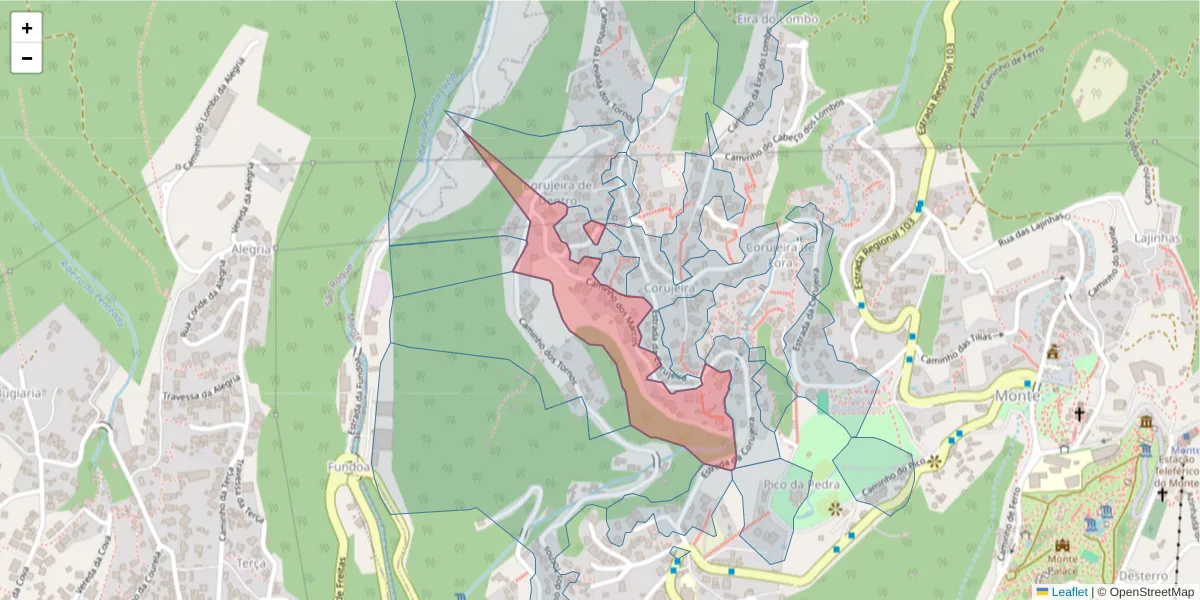 Mapa detalhado do código postal 9050-472 com limites, códigos postais vizinhos e agências dos correios