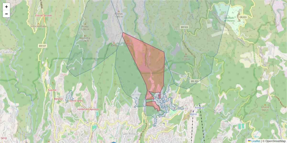 Mapa detalhado do código postal 9050-474 com limites, códigos postais vizinhos e agências dos correios