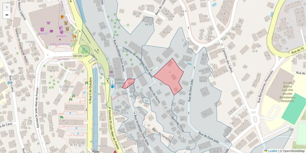 Mapa detalhado do código postal 9050-478 com limites, códigos postais vizinhos e agências dos correios