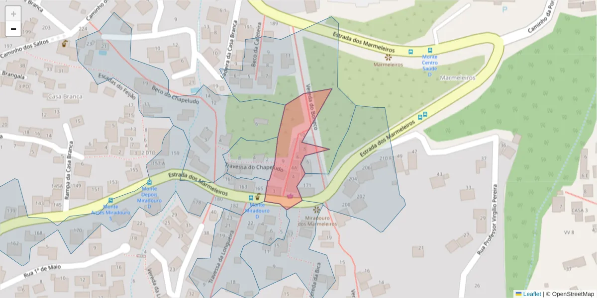 Mapa detalhado do código postal 9050-494 com limites, códigos postais vizinhos e agências dos correios