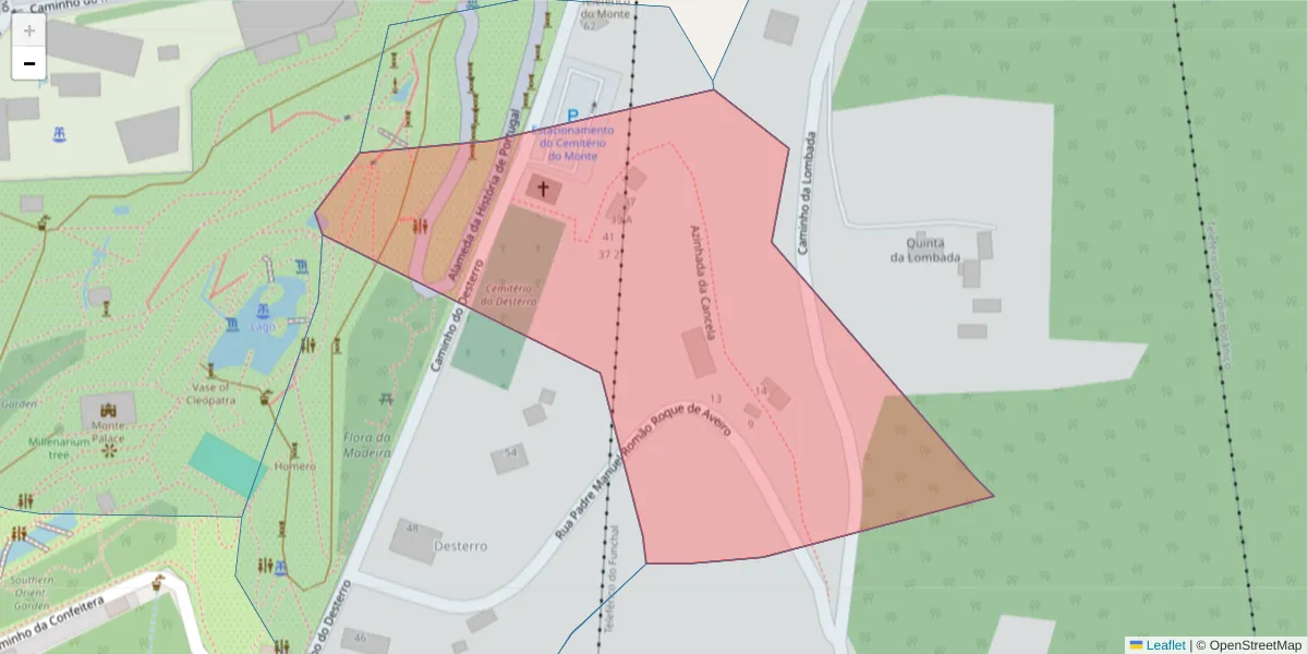 Mapa detalhado do código postal 9050-537 com limites, códigos postais vizinhos e agências dos correios