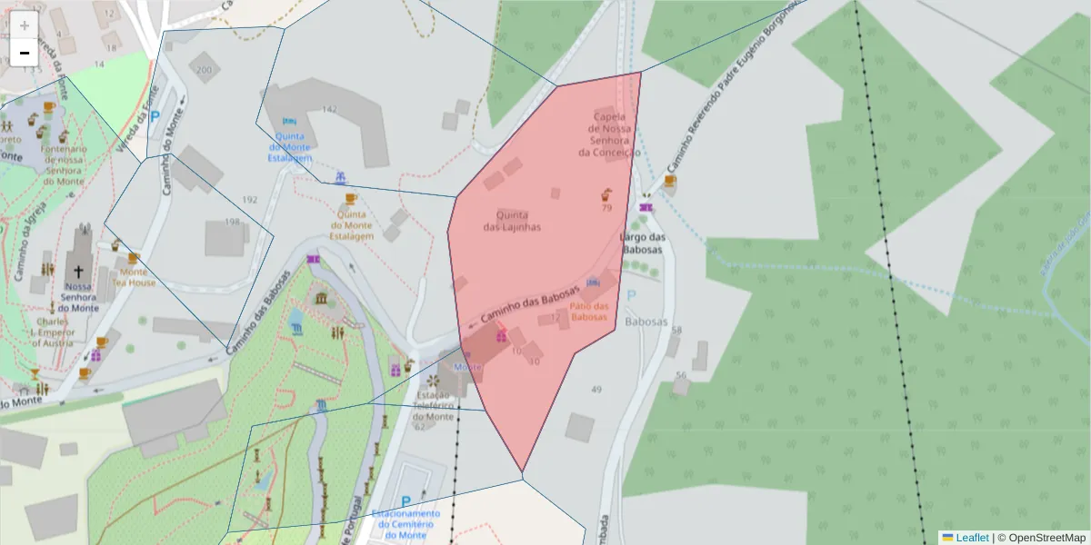 Mapa detalhado do código postal 9050-541 com limites, códigos postais vizinhos e agências dos correios