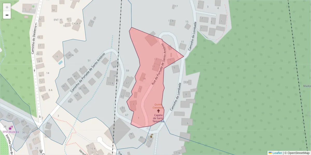 Mapa detalhado do código postal 9050-549 com limites, códigos postais vizinhos e agências dos correios