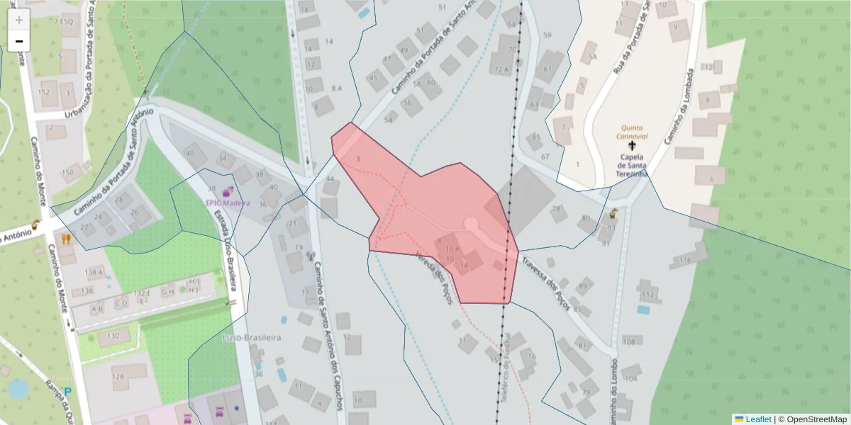 Mapa detalhado do código postal 9050-550 com limites, códigos postais vizinhos e agências dos correios