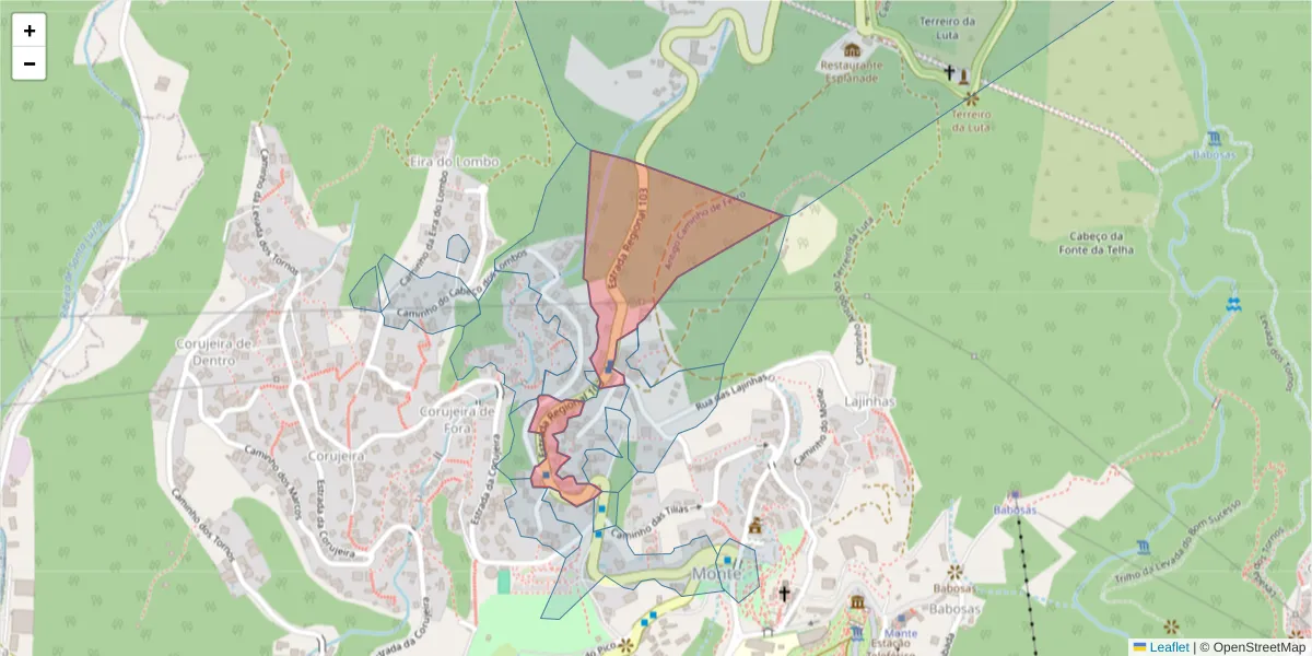 Mapa detalhado do código postal 9050-554 com limites, códigos postais vizinhos e agências dos correios