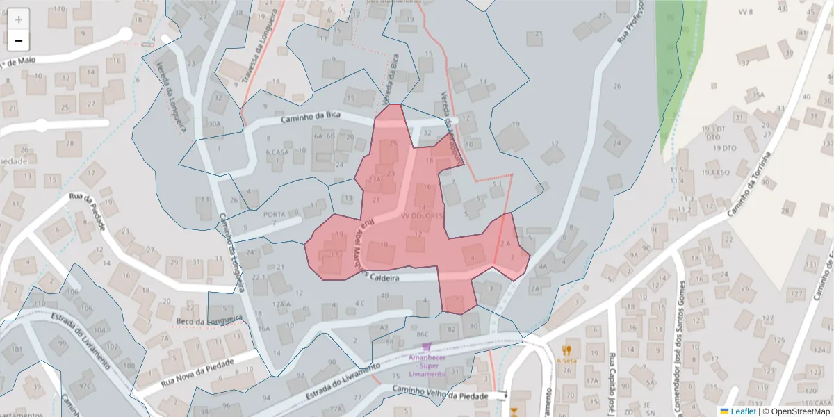 Mapa detalhado do código postal 9050-562 com limites, códigos postais vizinhos e agências dos correios