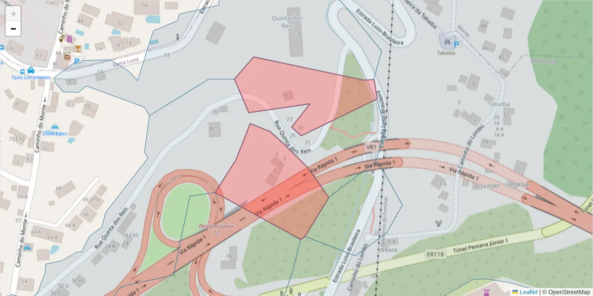 Mapa detalhado do código postal 9050-565 com limites, códigos postais vizinhos e agências dos correios