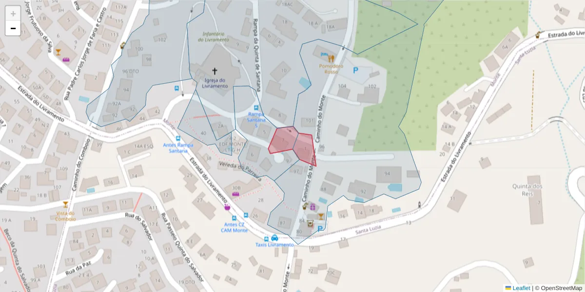 Mapa detalhado do código postal 9050-567 com limites, códigos postais vizinhos e agências dos correios
