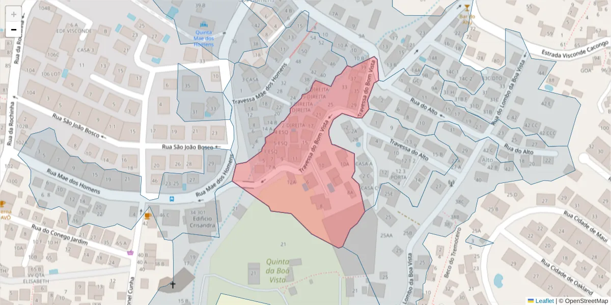 Mapa detalhado do código postal 9060-029 com limites, códigos postais vizinhos e agências dos correios