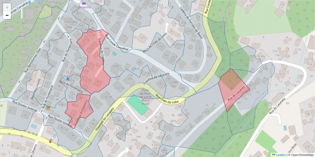 Mapa detalhado do código postal 9060-037 com limites, códigos postais vizinhos e agências dos correios