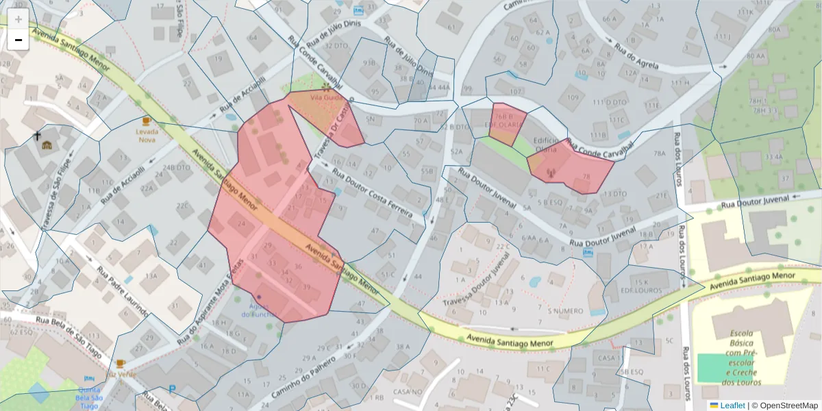 Mapa detalhado do código postal 9060-062 com limites, códigos postais vizinhos e agências dos correios
