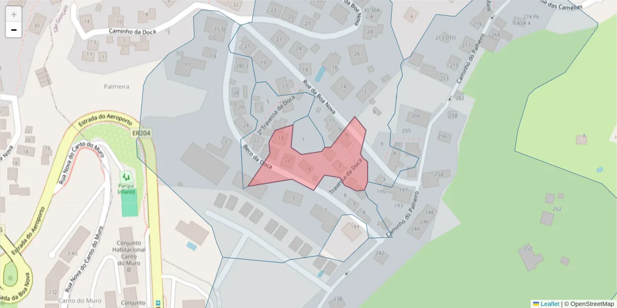 Mapa detalhado do código postal 9060-090 com limites, códigos postais vizinhos e agências dos correios