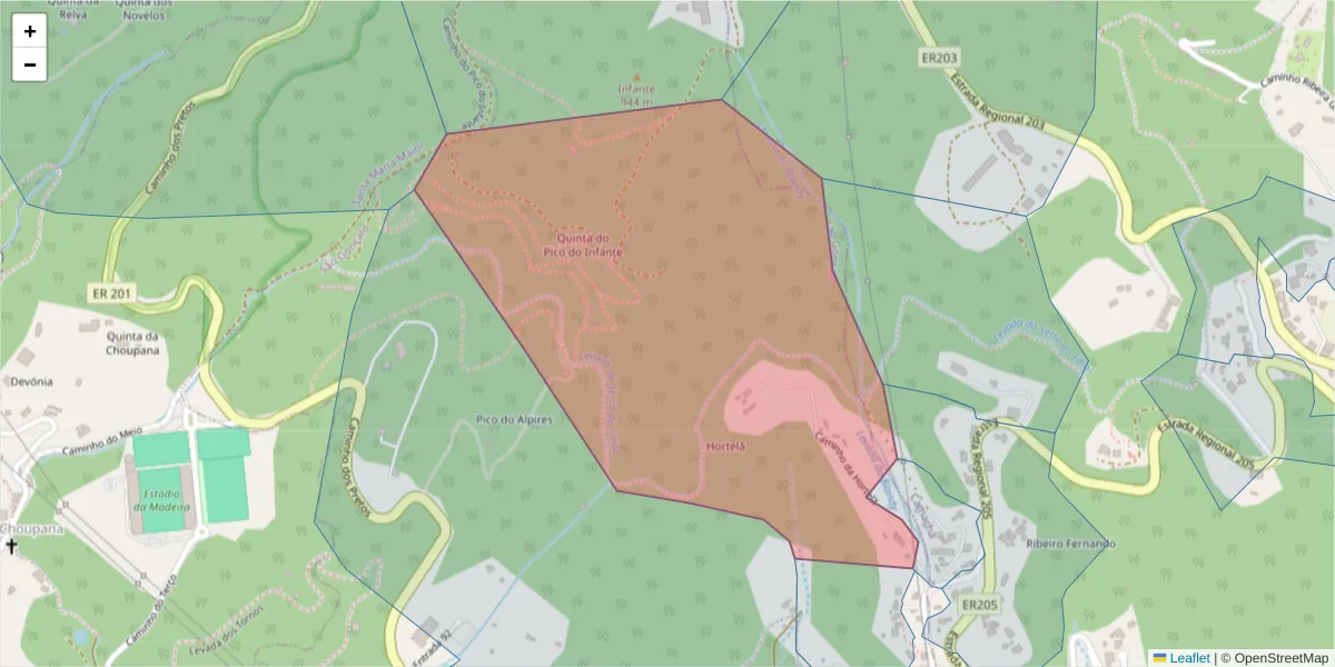 Mapa detalhado do código postal 9060-128 com limites, códigos postais vizinhos e agências dos correios