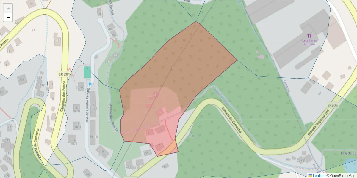 Mapa detalhado do código postal 9060-171 com limites, códigos postais vizinhos e agências dos correios