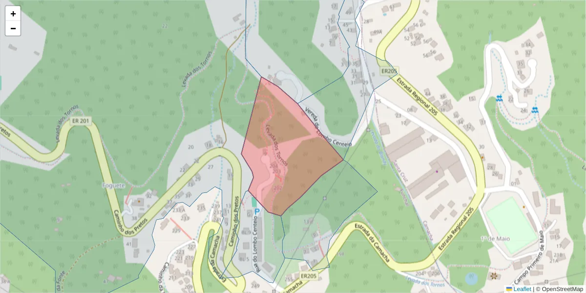 Mapa detalhado do código postal 9060-175 com limites, códigos postais vizinhos e agências dos correios