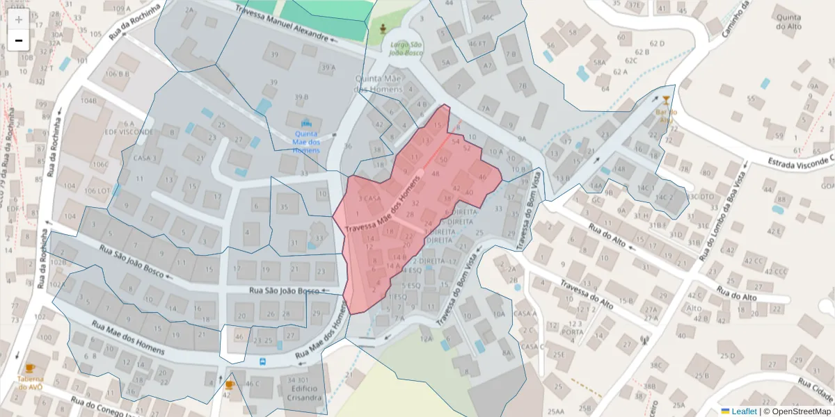 Mapa detalhado do código postal 9060-186 com limites, códigos postais vizinhos e agências dos correios