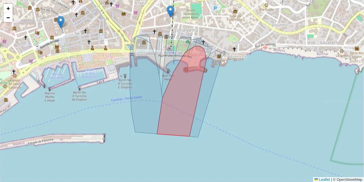 Mapa detalhado do código postal 9060-190 com limites, códigos postais vizinhos e agências dos correios