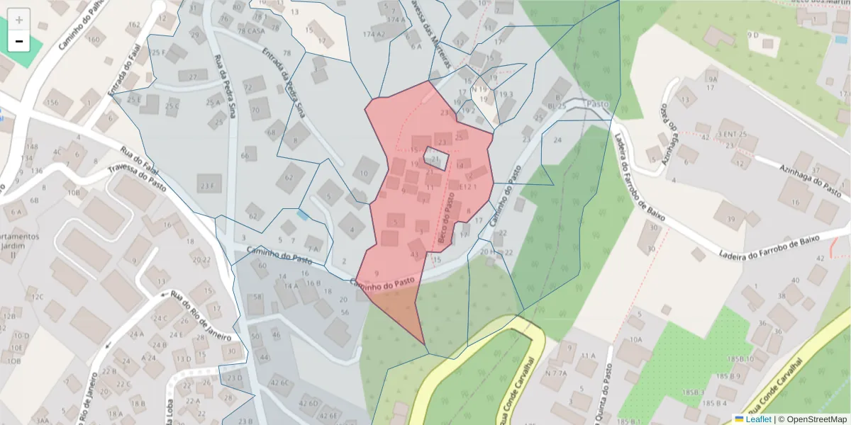 Mapa detalhado do código postal 9060-211 com limites, códigos postais vizinhos e agências dos correios