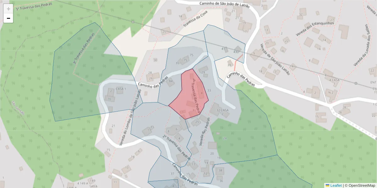 Mapa detalhado do código postal 9060-225 com limites, códigos postais vizinhos e agências dos correios