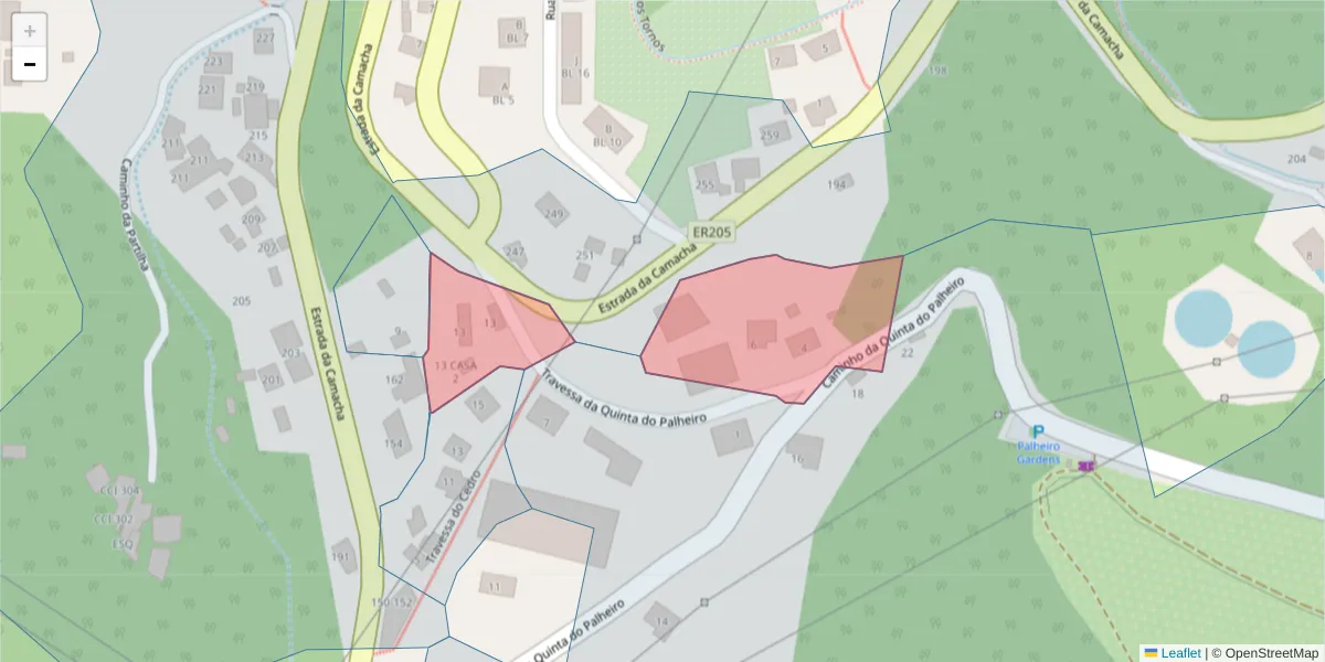 Mapa detalhado do código postal 9060-256 com limites, códigos postais vizinhos e agências dos correios