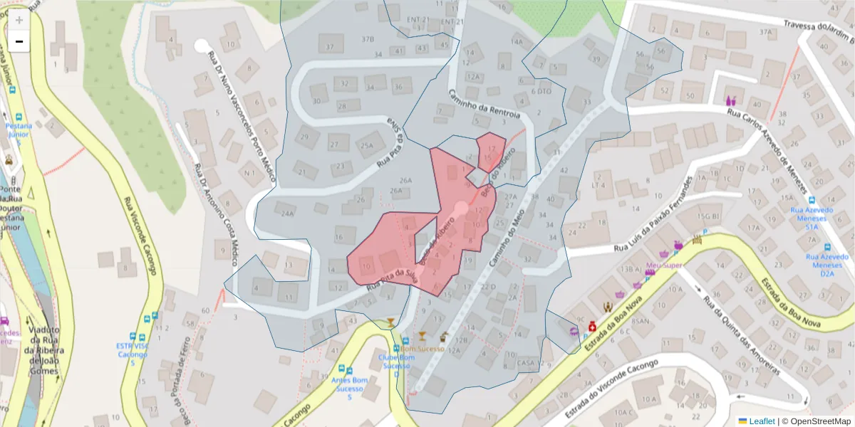 Mapa detalhado do código postal 9060-266 com limites, códigos postais vizinhos e agências dos correios