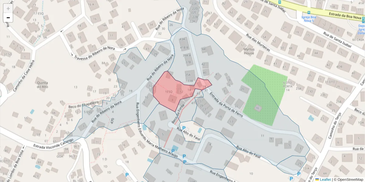 Mapa detalhado do código postal 9060-269 com limites, códigos postais vizinhos e agências dos correios