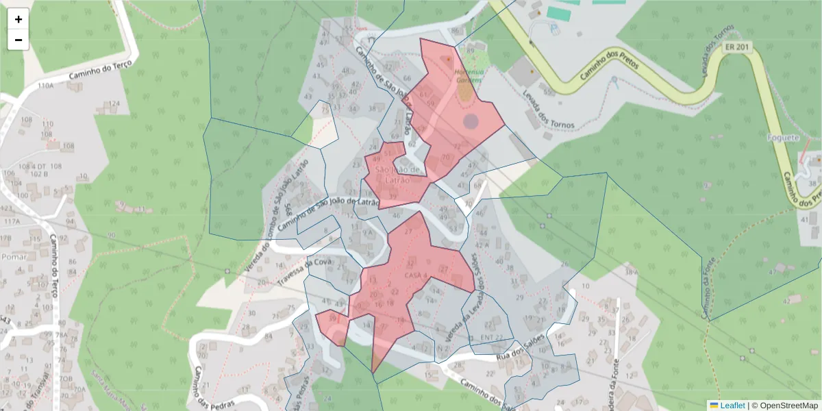 Mapa detalhado do código postal 9060-298 com limites, códigos postais vizinhos e agências dos correios