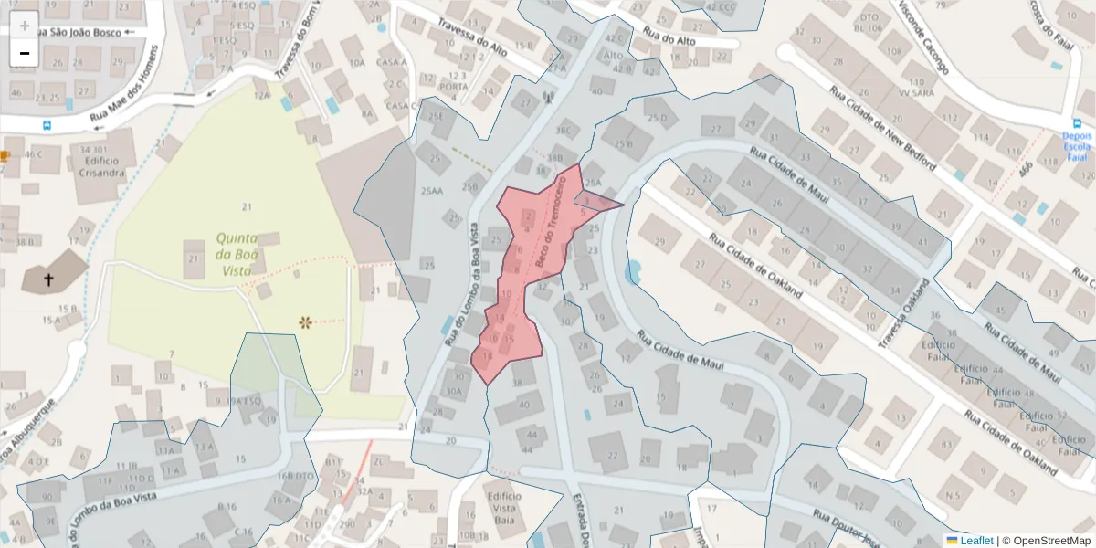 Mapa detalhado do código postal 9060-322 com limites, códigos postais vizinhos e agências dos correios