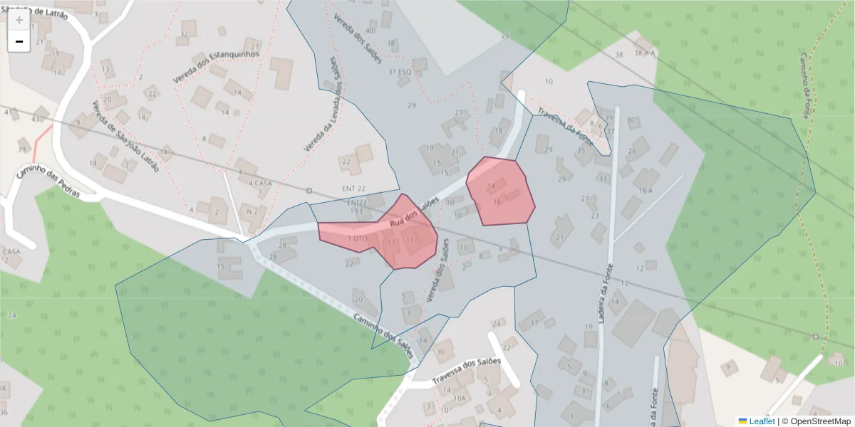 Mapa detalhado do código postal 9060-361 com limites, códigos postais vizinhos e agências dos correios