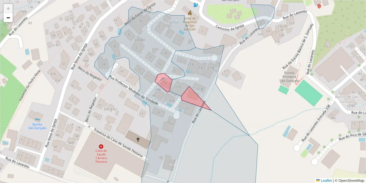 Mapa detalhado do código postal 9060-373 com limites, códigos postais vizinhos e agências dos correios