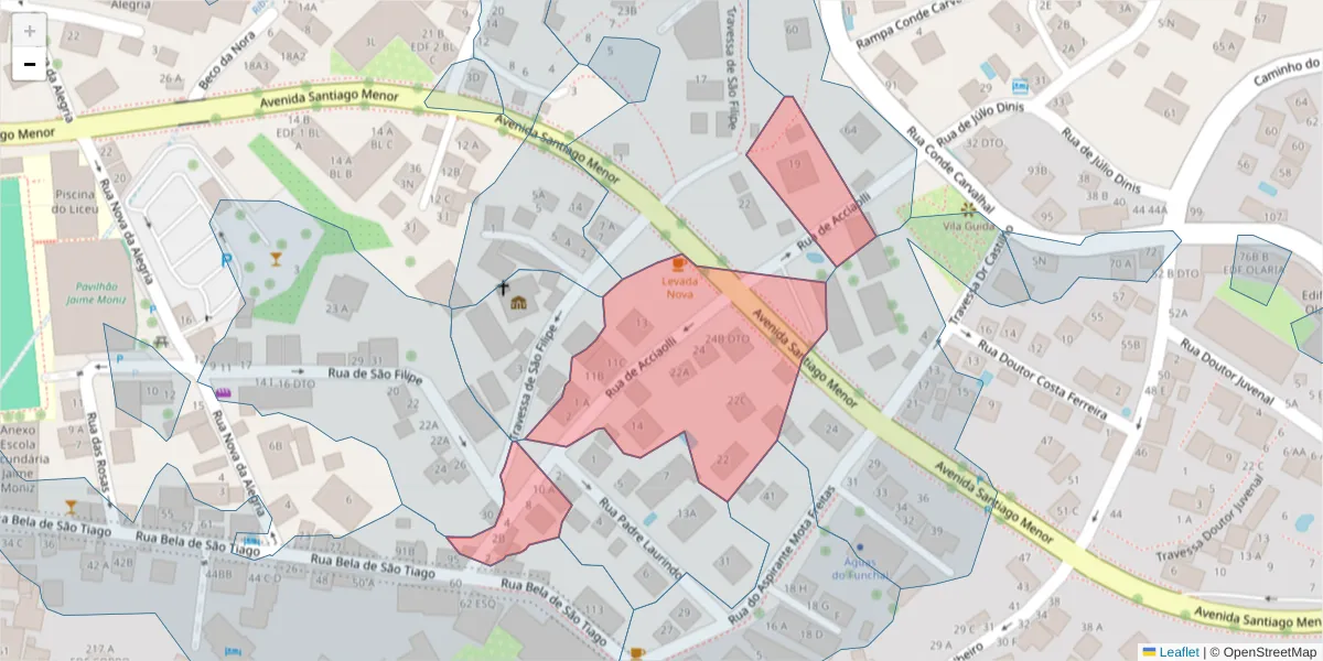 Mapa detalhado do código postal 9060-380 com limites, códigos postais vizinhos e agências dos correios