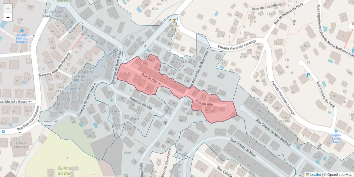 Mapa detalhado do código postal 9060-386 com limites, códigos postais vizinhos e agências dos correios