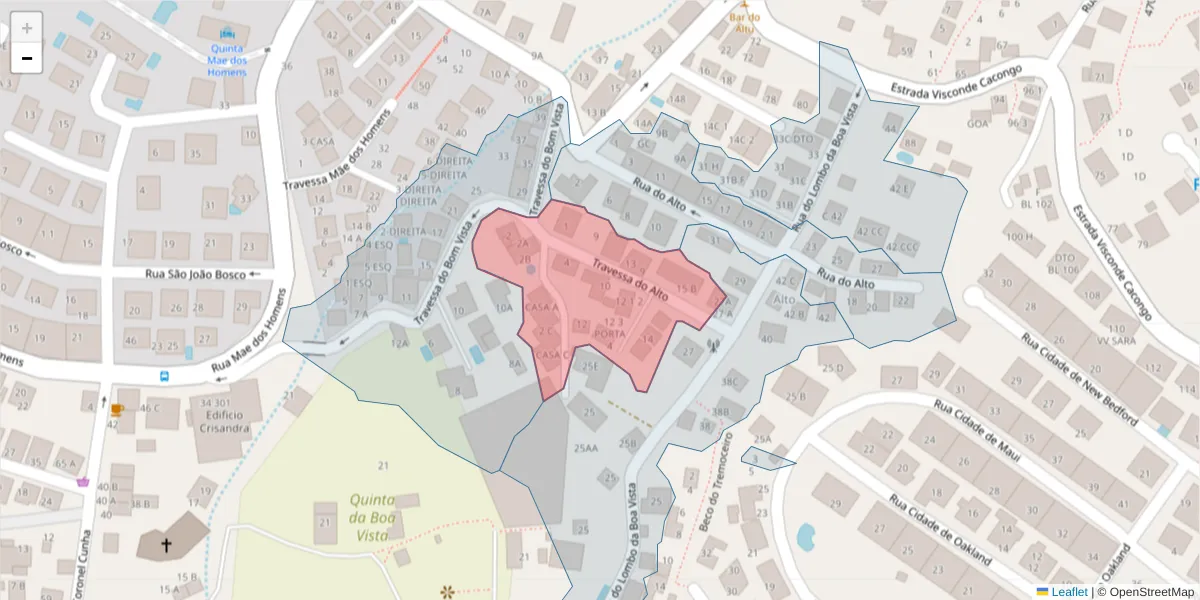 Mapa detalhado do código postal 9060-387 com limites, códigos postais vizinhos e agências dos correios
