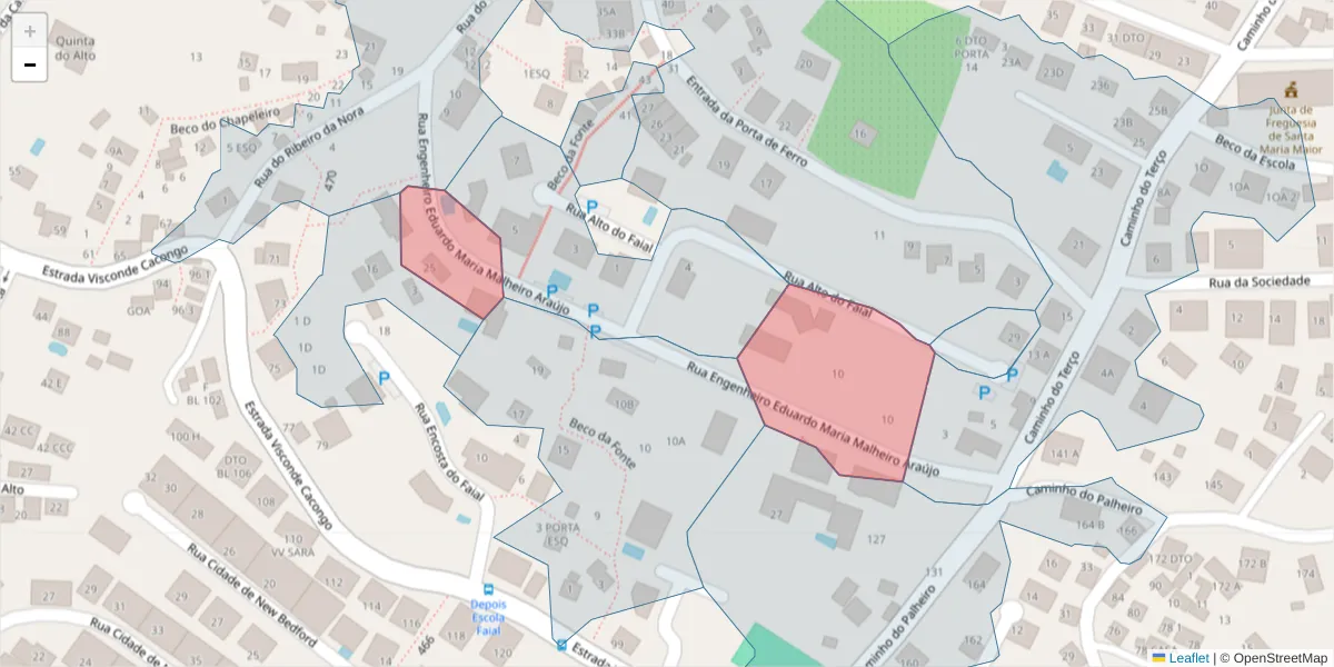Mapa detalhado do código postal 9060-426 com limites, códigos postais vizinhos e agências dos correios