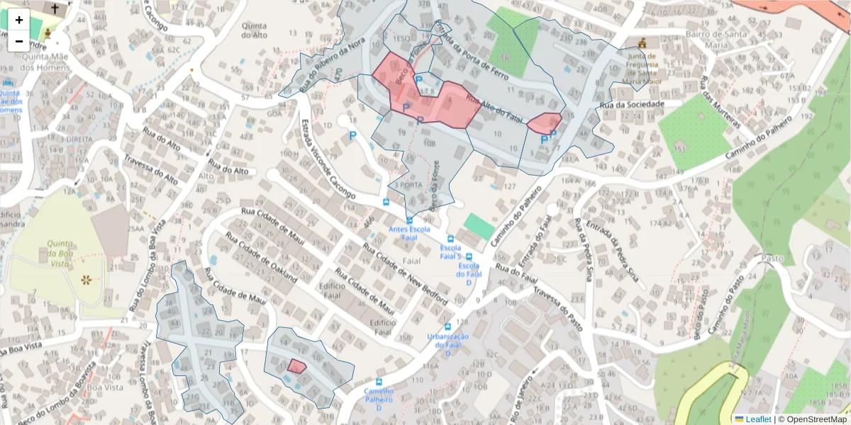 Mapa detalhado do código postal 9060-427 com limites, códigos postais vizinhos e agências dos correios