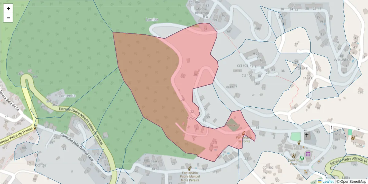 Mapa detalhado do código postal 9100-022 com limites, códigos postais vizinhos e agências dos correios