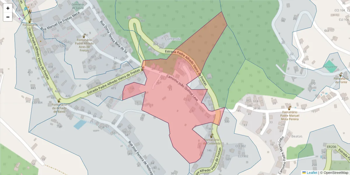 Mapa detalhado do código postal 9100-052 com limites, códigos postais vizinhos e agências dos correios