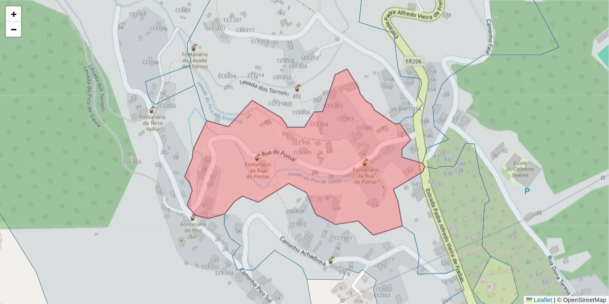 Mapa detalhado do código postal 9100-054 com limites, códigos postais vizinhos e agências dos correios