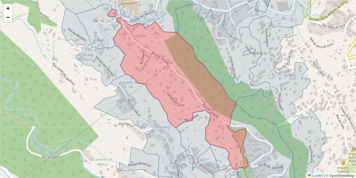 Mapa detalhado do código postal 9100-123 com limites, códigos postais vizinhos e agências dos correios