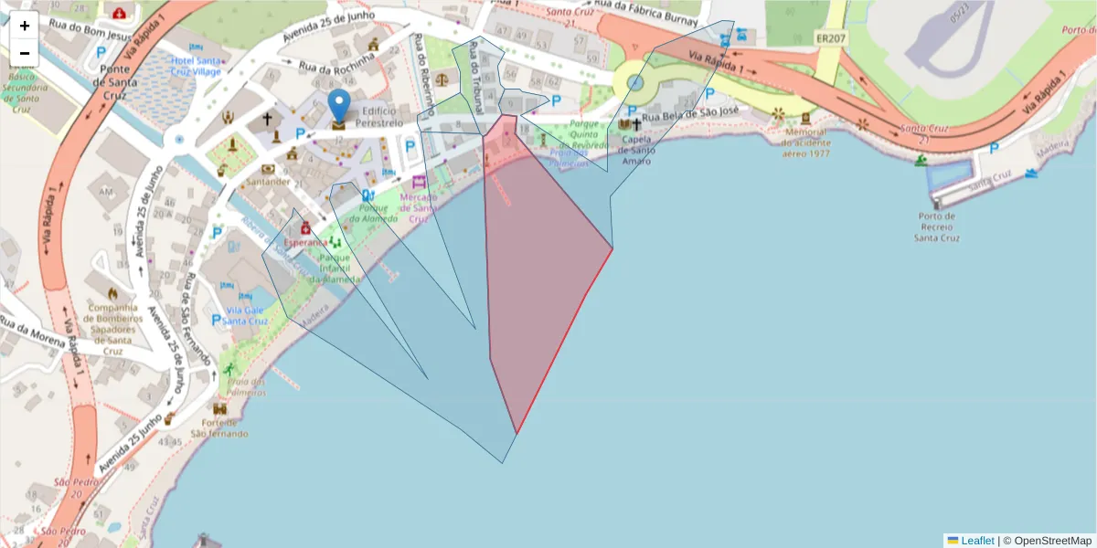 Mapa detalhado do código postal 9100-159 com limites, códigos postais vizinhos e agências dos correios